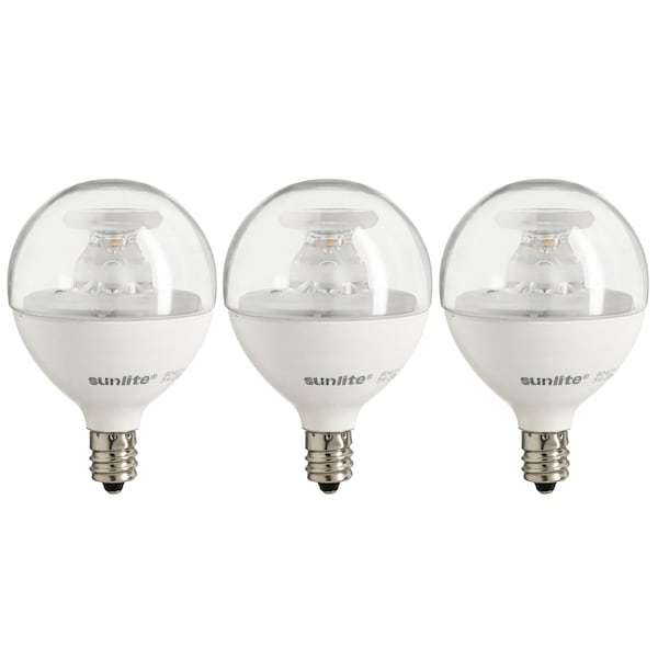 Sunlite LED G16.5 Globe Light Bulb, 7W 60W Equivalent, 500 Lumens, Dimmable, Candelabra E12, Clear, 3PK 40297-SU - main